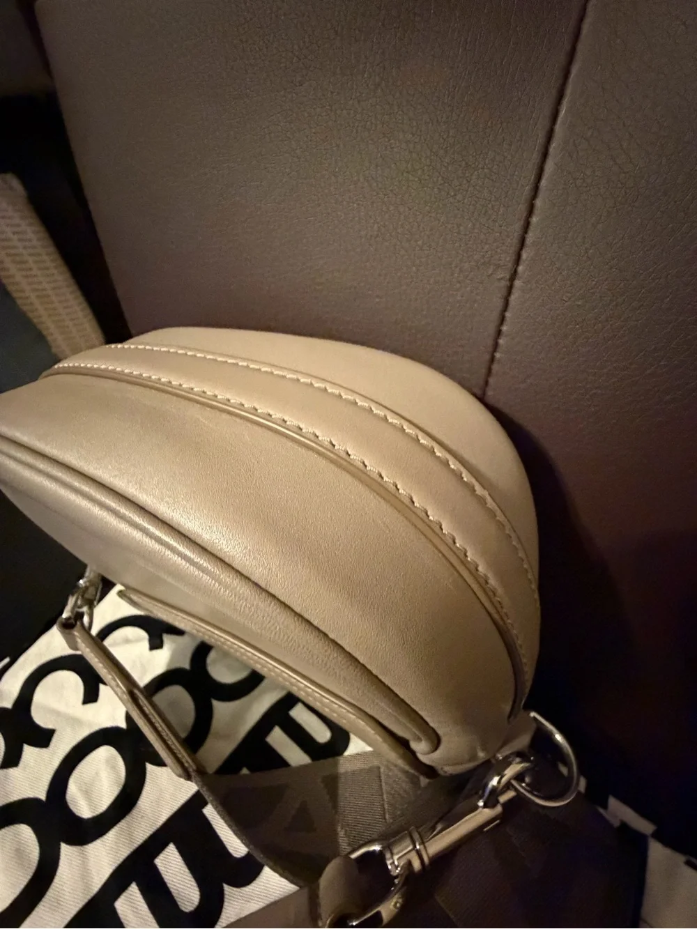 Marc Jacobs Taupe Crossbody Bag with Branded Strap